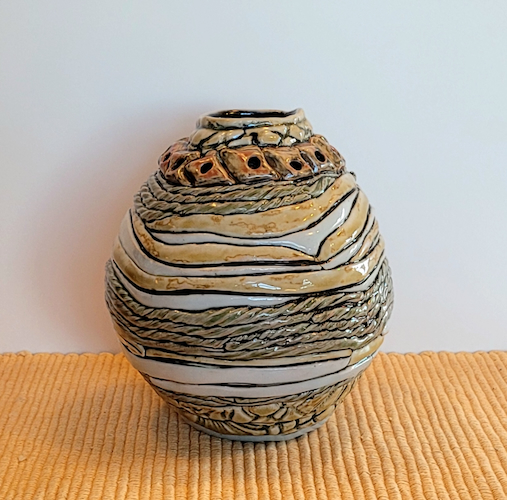 Click to view detail for SL-613 Vessel, Holey Nuggets Porcelain